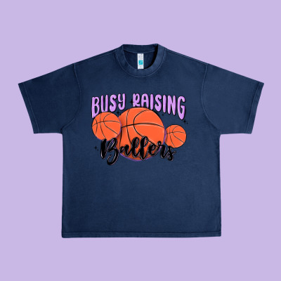 Busy Raising Ballers Urban Heavy Tee Designed By Maliassmallbusiness