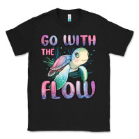 Black go with flow turtle Classic Tee - MaliasSmallBusiness