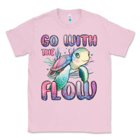 Bubblegum Pink go with flow turtle Classic Tee - MaliasSmallBusiness