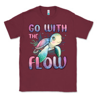 Burgundy go with flow turtle Classic Tee - MaliasSmallBusiness