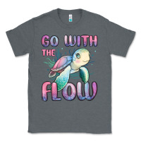Charcoal Heather go with flow turtle Classic Tee - MaliasSmallBusiness