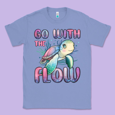 Go With Flow Turtle Classic Tee Designed By Maliassmallbusiness