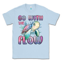 Dusty Blue go with flow turtle Classic Tee - MaliasSmallBusiness