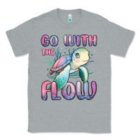 Heather Grey go with flow turtle Classic Tee - MaliasSmallBusiness