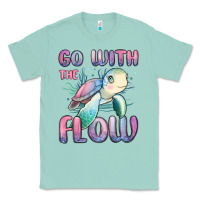 Seafoam go with flow turtle Classic Tee - MaliasSmallBusiness