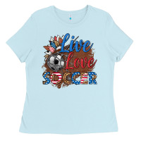 Baby Blue live love soccer Ladies Tee - HRA Design Shop