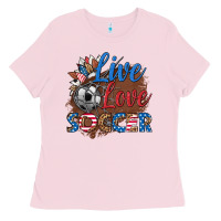 Bubblegum Pink live love soccer Ladies Tee - HRA Design Shop