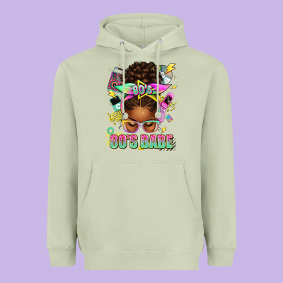 80's Babe Afro Messy Bun Heavyweight Hoodie Designed By Texasbilliewilder