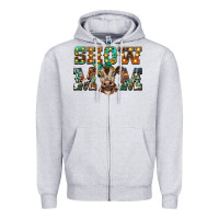 Heather Grey show mom brown calf Zipper Hoodie - BarkalooDesign