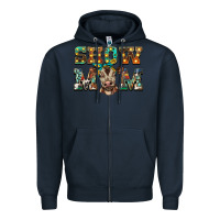 Navy show mom brown calf Zipper Hoodie - BarkalooDesign