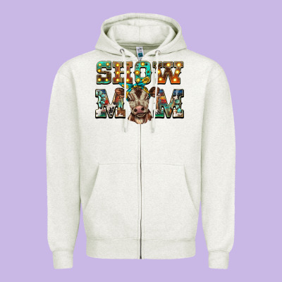 Show Mom Brown Calf Zipper Hoodie Designed By Barkaloodesign