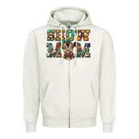 Oatmeal Heather show mom brown calf Zipper Hoodie - BarkalooDesign