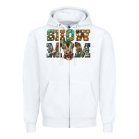 White show mom brown calf Zipper Hoodie - BarkalooDesign