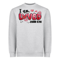 Heather Grey i am loved john 3 16 Heavyweight Sweatshirt - MaliasSmallBusiness