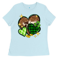 Baby Blue St. Patrick's Day hearts Ladies Tee - Neo Western