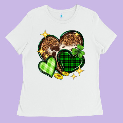 St. Patrick's Day Hearts Ladies Tee Designed By Neo Western