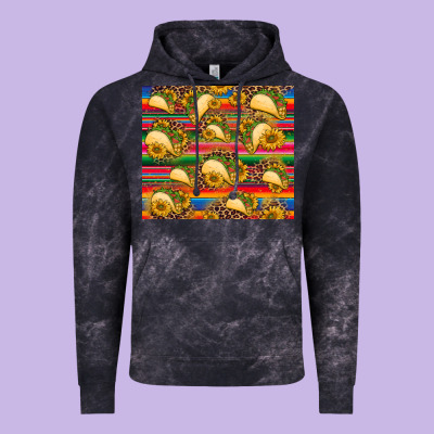 Tacos And Sunflowers With Serape Leopard Background Vintage Hoodie Designed By Barkaloodesign