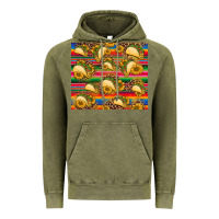 Vintage Olive tacos and sunflowers with serape leopard background Vintage Hoodie - BarkalooDesign