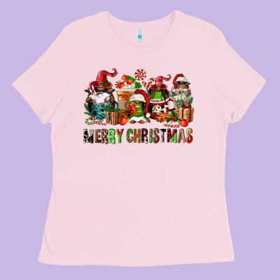 Merry Christmas Coffee Afro Gnomies Ladies Tee Designed By Fadigitalartstudio