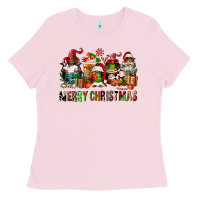 Bubblegum Pink merry christmas coffee afro gnomies Ladies Tee - FaDigitalArtStudio