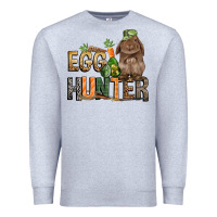 Heather Grey Egg hunter with rabbit Easter Day Premium Sweatshirt - HowdyJamesFarm