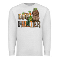 Oatmeal Heather Egg hunter with rabbit Easter Day Premium Sweatshirt - HowdyJamesFarm