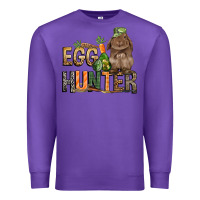 Purple Egg hunter with rabbit Easter Day Premium Sweatshirt - HowdyJamesFarm