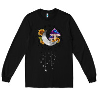 Black moon and mushrooms with sunflower Long Sleeve Tee - MaliasSmallBusiness