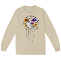 Mushroom moon and mushrooms with sunflower Long Sleeve Tee - MaliasSmallBusiness
