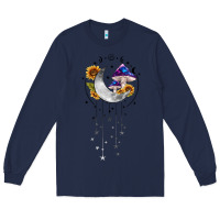 Navy moon and mushrooms with sunflower Long Sleeve Tee - MaliasSmallBusiness