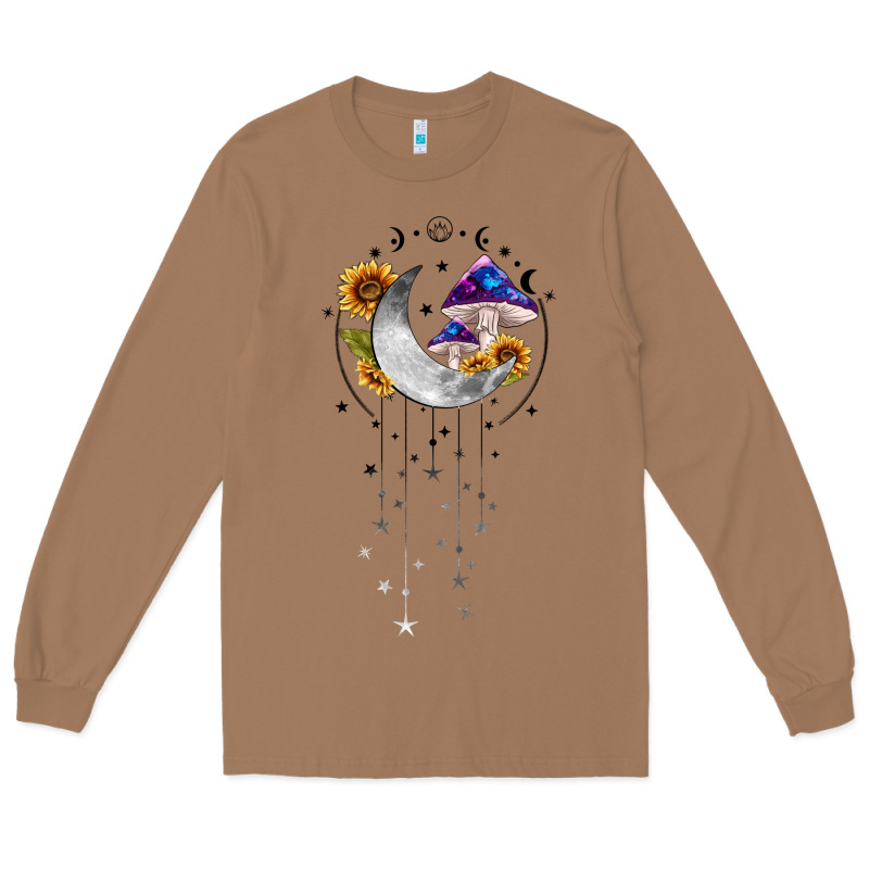 Moon And Mushrooms With Sunflower Long Sleeve Tee by MaliasSmallBusiness | Teevron