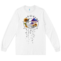 White moon and mushrooms with sunflower Long Sleeve Tee - MaliasSmallBusiness