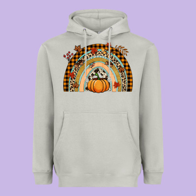 Fall Rainbow Pumpkin Heavyweight Hoodie Designed By Nancycooperartshop