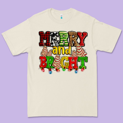 Merry And Bright With Christmas Tree  Cakes Ado Premium Tee Designed By Adodesignshop