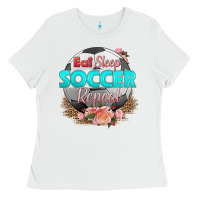 White eat sleep soccer repeat Ladies Tee - HRA Design Shop
