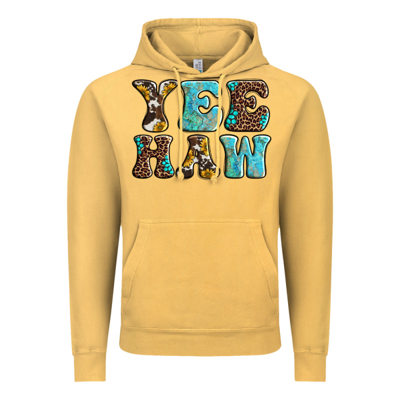 Western Sunflowers Turquoise Leopard Yee Haw Vintage Hoodie by BarkalooDesign | Teevron