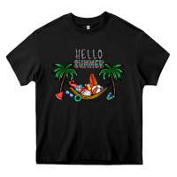 Black hello summer Heavy Core Tee - CowhideDigitalArt