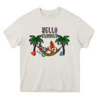 Cream hello summer Heavy Core Tee - CowhideDigitalArt