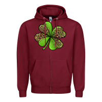 Burgundy leopard shamrock Zipper Hoodie - Jasminsmagicworld