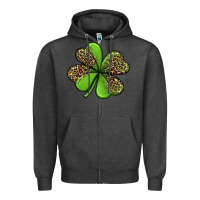 Charcoal Heather leopard shamrock Zipper Hoodie - Jasminsmagicworld