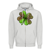 Dove Grey leopard shamrock Zipper Hoodie - Jasminsmagicworld
