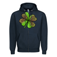Navy leopard shamrock Zipper Hoodie - Jasminsmagicworld
