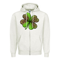 Oatmeal Heather leopard shamrock Zipper Hoodie - Jasminsmagicworld