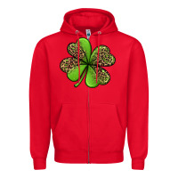 Red leopard shamrock Zipper Hoodie - Jasminsmagicworld
