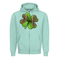 Seafoam leopard shamrock Zipper Hoodie - Jasminsmagicworld