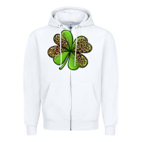 White leopard shamrock Zipper Hoodie - Jasminsmagicworld