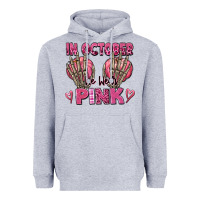 Heather Grey in october we wear pink skeleton Heavyweight Hoodie - texasbilliewilder