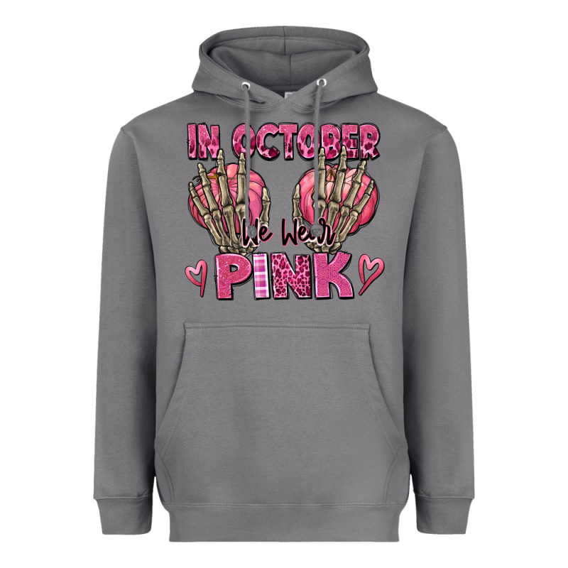 In October We Wear Pink Skeleton Heavyweight Hoodie by texasbilliewilder | Teevron