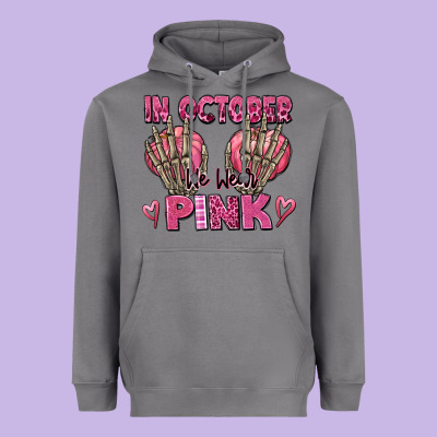 In October We Wear Pink Skeleton Heavyweight Hoodie Designed By Texasbilliewilder