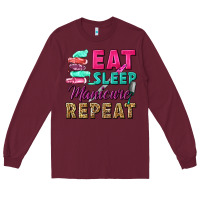 Burgundy eat sleep manicure repeat Long Sleeve Tee - NancyCooperArtShop